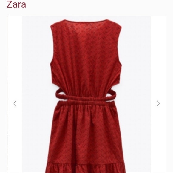 ZARA OPENWORK EMBROIDERED TERRACOTTA DRESS - Picture 11 of 16